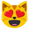 Smiling Cat Face With Heart-Eyes emoji on Emojione